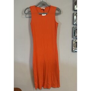 NWT Sugarlips Sz S Lisbon Ribbed Knit‎ Tank Midi Dress Flame Orange